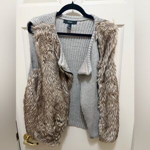 Forever 21 Knit Hooded Sweater Vest in Light Taupe